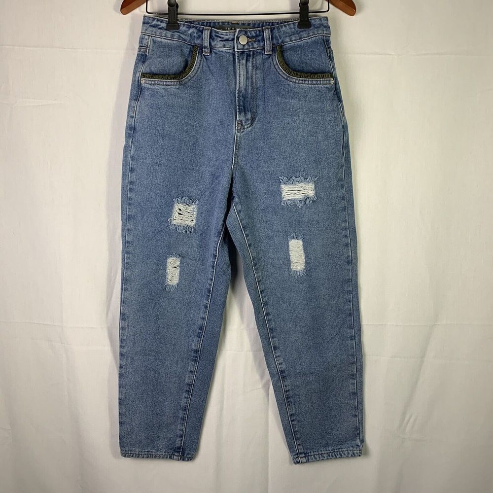 EICHITOO Jeans Women's 28 High Rise Distressed Frill Accents Pockets